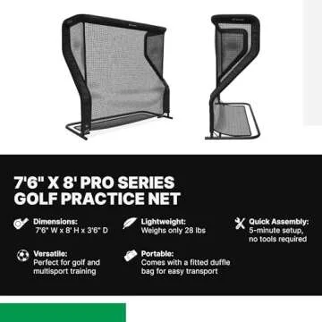 The Net Return Pro Series - Pro Golf & Multi-Sport Practice Net | 8'w x 7'6"h | Trusted By 2x U.S. Open Champion Bryson DeChambeau | #1 Net in Golf | Portable | Indoor or Outdoor | Instant Ball Return