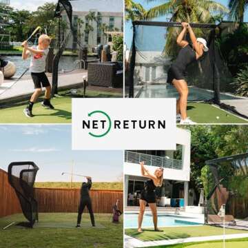 The Net Return Pro Series - Pro Golf & Multi-Sport Practice Net | 8'w x 7'6"h | Trusted By 2x U.S. Open Champion Bryson DeChambeau | #1 Net in Golf | Portable | Indoor or Outdoor | Instant Ball Return