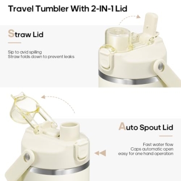 Gedux 40oz Stainless Steel Tumbler with Handle and Straw