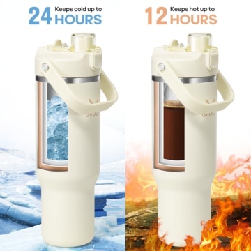 Gedux 40oz Stainless Steel Tumbler with Handle and Straw