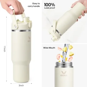 Gedux 40oz Stainless Steel Tumbler with Handle and Straw