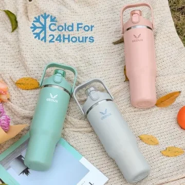 Gedux 40oz Stainless Steel Tumbler with Handle and Straw