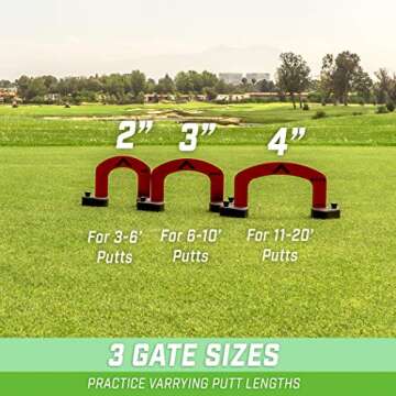 GoSports Align Putting Gates Practice Set: Includes 3 Premium Metal Gates (2 in / 3 in / 4 in) - Use on the Green or at Home!