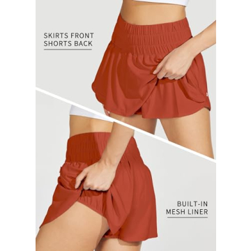 Willit Women's Running Skirt Shorts with Zip Pocket