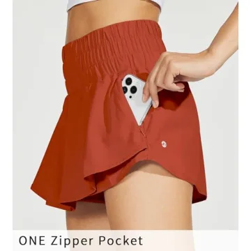 Willit Women's Running Skirt Shorts with Zip Pocket