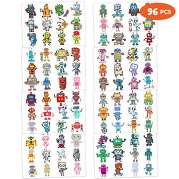Robot Temporary Tattoos for Kids Birthday Party Fun