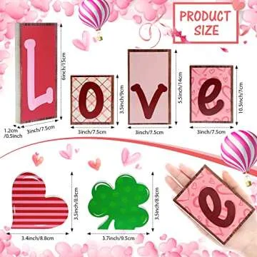 Yalikop Seasonal Wooden Blocks - Versatile Decor for Valentine's & St. Patrick's Day