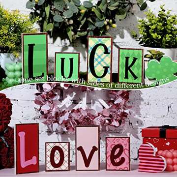 Yalikop Reversible Wooden Blocks for Valentine's and St. Patrick's Day