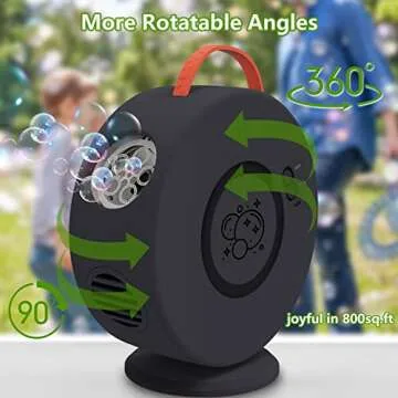 Bubble Machine for Kids Toddlers,Automatic Bubble Blower Rechargeable, 90° 360° Auto Rotatable Por...