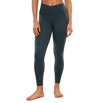 CRZ YOGA Butterluxe Womens V Cross Waist Leggings in Green
