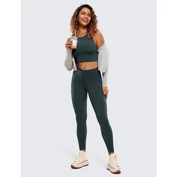 CRZ YOGA Butterluxe Womens V Cross Waist Leggings in Green