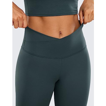 CRZ YOGA Butterluxe Womens V Cross Waist Leggings in Green
