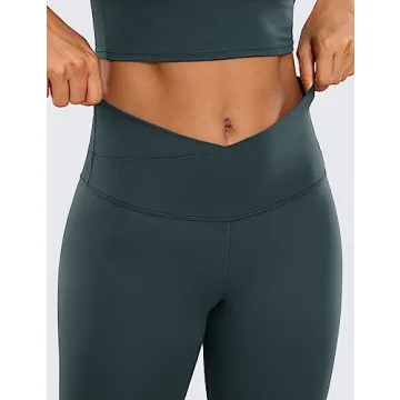 CRZ YOGA Butterluxe Womens V Cross Waist Leggings in Green
