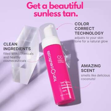 Tanceuticals CC Self Tanning Body Mousse - Dark Self Tanner - Color Correcting & Natural-Looking - H...