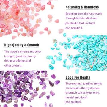 Rose Quartz Crystal Chips, Gacuyi Natural Gemstones Beads Chakra Chip Stones Crushed Pieces Irregular Shaped Healing Drilled Loose Beads for Earring Bracelet Jewelry Making Home Decoration(1 Strand)