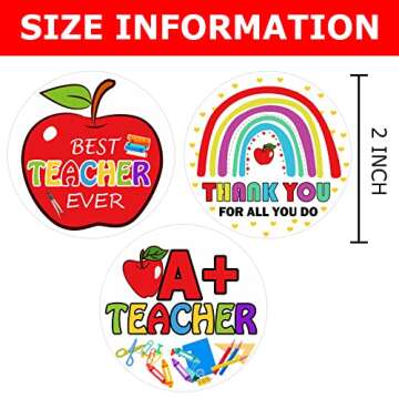 180pcs Thank You Teacher Labels for Gifts - A+ Teacher Appreciation Stickers
