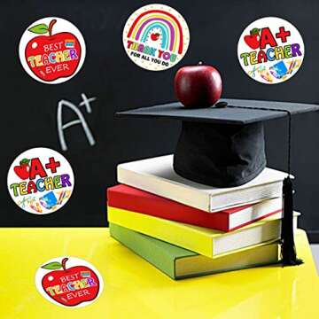 180pcs Thank You Teacher Labels for Gifts and Decorations