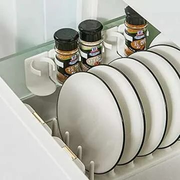 KTATA 20 Pcs White Kitchen Spice Gripper Clips With Base, Spice Jar Not Slip, Stable Spice Organizer, Can Holds 20 Jars（With 20 adhesives）