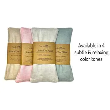 Sacksy Thyme Organic Linen Eye Pillow - Lavender & Flaxseed for Relaxation, Yoga, Stress Relief - Microwavable Heating Pad & Cool Compress - Made in USA - Gifts for Meditation - (Lavender)