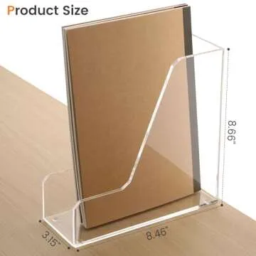HeZone Acrylic Magazine Holder Magazine Rack File Holder Desk Organizers and Storage 2-Pack Small Clear Acrylic Vertical Magazine Holder Book Stand for Office Desk…