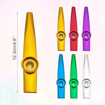 Quacc 6 PCS Metal Kazoos With 6 PCS Spare Diaphragms, Fun Musical Instruments Christmas Party Gift A...