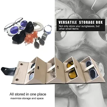 Longjet Travel Glasses Case Stylish 4 Slot Organizer