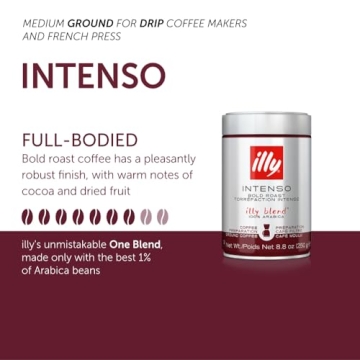 Illy Intenso Ground Coffee, Bold Roast, Full Flavor Experience