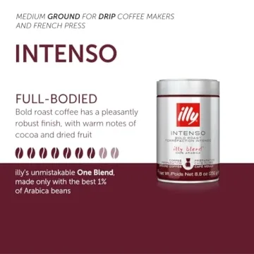 Illy Intenso Ground Coffee, Bold Roast, Full Flavor Experience