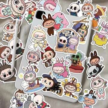 70 Pcs Labubu Cartoon Stickers - Cute Vinyl Stickers for Teens and Adults