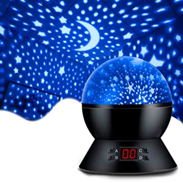 MOKOQI Star Projector Night Light for Kids - Timer, USB/Battery, Glow Stars & Moon