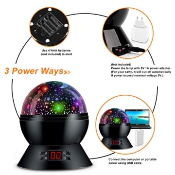 MOKOQI Star Projector Night Light for Kids Timer USB Battery