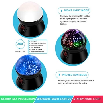 MOKOQI Star Projector Night Light for Kids Timer USB Battery