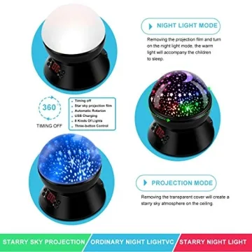 MOKOQI Star Projector Night Light for Kids Timer USB Battery