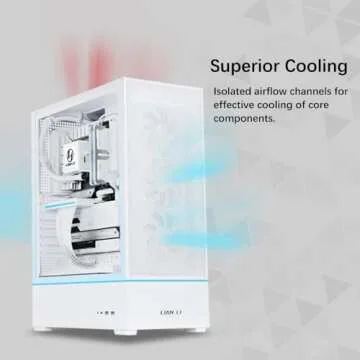 Lian Li SUP 01-45L Stand-Up Platform case- Independent Chamber Direct Cooling design-510mm PCIe 4.0 Riser Cable-Pre-Installed 3X 120mm Fans-Dual ARGB Strips-Supports 360mm/280mm AIO-White (SUP01W.US)