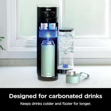 Ninja DW2401MT Thirsti 24oz Travel Water Bottle, For Carbonated Sparkling Drinks, Colder and Fizzier Longer, Leak Proof, 24 Hrs Cold, Dishwasher Safe, Stainless Steel Insulated Tumbler, Seafoam Blue