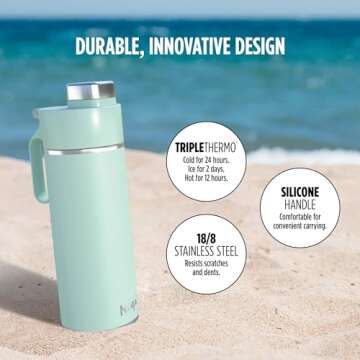 Ninja DW2401MT Thirsti 24oz Travel Water Bottle, For Carbonated Sparkling Drinks, Colder and Fizzier Longer, Leak Proof, 24 Hrs Cold, Dishwasher Safe, Stainless Steel Insulated Tumbler, Seafoam Blue