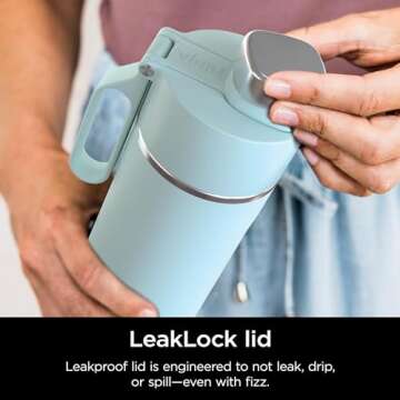 Ninja DW2401MT Thirsti 24oz Travel Water Bottle, For Carbonated Sparkling Drinks, Colder and Fizzier Longer, Leak Proof, 24 Hrs Cold, Dishwasher Safe, Stainless Steel Insulated Tumbler, Seafoam Blue