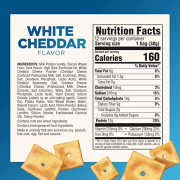 Pure Protein Cheesy Crackers, White Cheddar, High Protein Snack, 12G Protein, 1.34 oz, 12 Count (Packaging May Vary)
