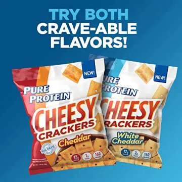Pure Protein Cheesy Crackers, White Cheddar, High Protein Snack, 12G Protein, 1.34 oz, 12 Count (Packaging May Vary)