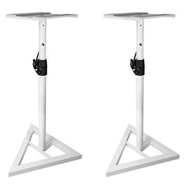 Rockville White Studio Monitor Speaker Stands - Adjustable Height, Durable Construction