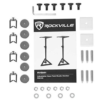 Rockville Adjustable White Studio Monitor Speaker Stands