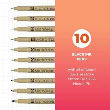 SAKURA Pigma Micron Fineliner Pens - Archival Black Ink Pens - Pens for Writing, Drawing, or Journal...