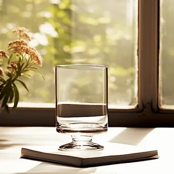 CYS EXCEL Glass Hurricane Pillar Candle Holders (H:6" W:3.75", 2 PCS) | Multiple Size Choices Short Stem Candle Jars | Stemmed Glass Cylinder Candle Vase