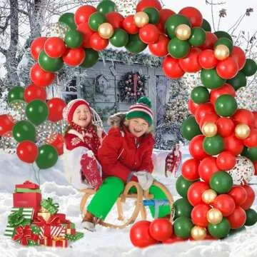 Durable Green & Red Christmas Balloons - 50 Pack Decorative
