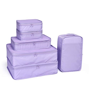JJ POWER Travel Packing Cubes - Ultimate Luggage Organizers with Shoe Bag (Purple)