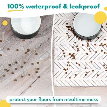 NALALAS Waterproof Dog Food Mat, Cat Food Mat | Non-Slip Faux Leather Pet Feeding Mat for Dog and Ca...