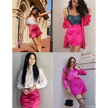 Zeagoo Cute Skirts for Women Stain Silk High Waisted Red Skirt Summer Casual Aline Zipper Short Going Out Skirt,XS