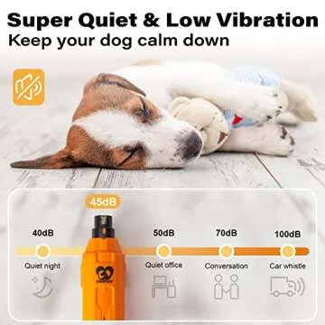 Casfuy 6-Speed Dog Nail Grinder - Newest Enhanced Pet Nail Grinder Super Quiet Rechargeable Electric Dog Nail Trimmer Painless Paws Grooming & Smoothing Tool for Large Medium Small Dogs (Orange)