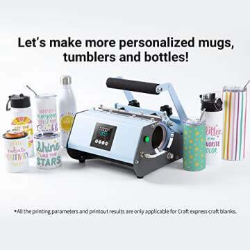 Craft Express 110 V Tumbler Heat Press Machine Blue Mug Press Machine for 30 OZ 20 OZ 16 OZ Straight...