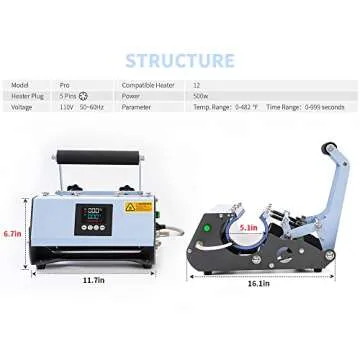 Craft Express 110 V Tumbler Heat Press Machine Blue Mug Press Machine for 30 OZ 20 OZ 16 OZ Straight Sublimation Blanks Skinny Tumbler 15 OZ 11 OZ Sublimation Ceramic Mugs Heat Transfer Print